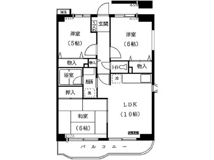 プレミール富士(3LDK/1階)の間取り写真