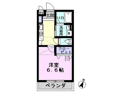 フレグランス北小金(1K/1階)の間取り写真