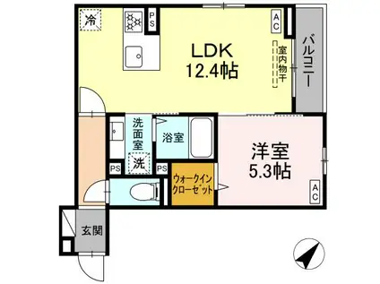 アセット-コート曙町(1LDK/3階)の間取り写真
