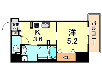 ヴィレッタの杜・住吉(1K/2階)の間取り写真
