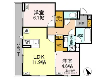 D-RAFFINE(2LDK/3階)の間取り写真