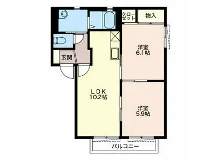 ペアハウス(2LDK/2階)の間取り写真