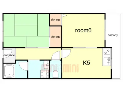 中道グリーンハイツ(2K/2階)の間取り写真
