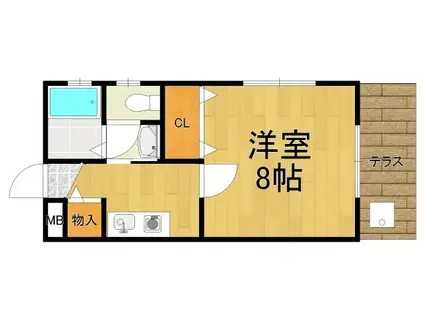 YUMIN FLAT 青木町(1K/1階)の間取り写真