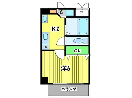 グランエクラ岸里(1K/2階)の間取り写真