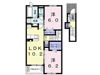 フィグ キャッスル(2LDK/2階)の間取り写真