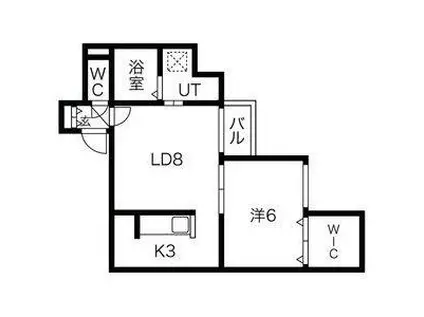 FELIX中の島(1LDK/3階)の間取り写真