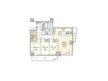 ザ・パークハウス三田ガーデン レジデンス&タワー(3LDK/11階)の間取り写真