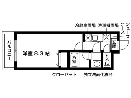 ジュネス八幡 (1K/3階)の間取り写真
