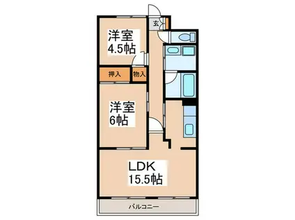 第2グリーンハイム(2LDK/1階)の間取り写真