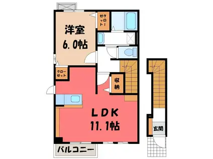 イーグルファイブII(1LDK/2階)の間取り写真