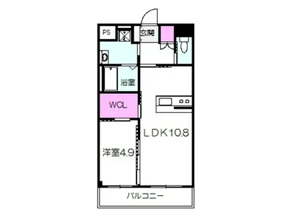 レオーネK(1LDK/2階)の間取り写真
