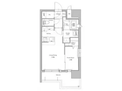 ネストピア県庁口駅前(1LDK/2階)の間取り写真