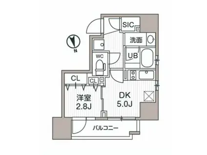 シーズンフラッツ蔵前パークフロント(1DK/12階)の間取り写真