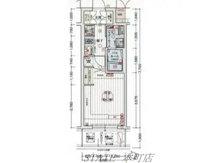 エステムコートディアシティウエスト(1K/7階)の間取り写真