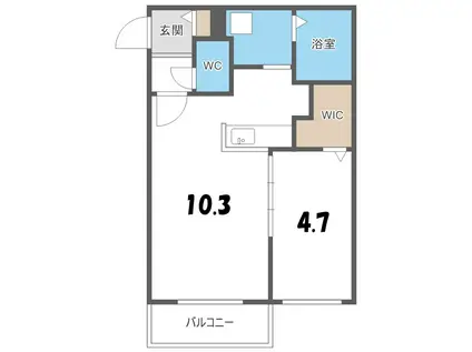 ブランシャールSAKURA(1LDK/4階)の間取り写真