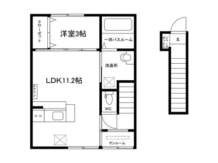 フロマージュ(1LDK/2階)の間取り写真
