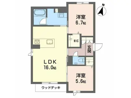 ラ メゾン クレール(2LDK/1階)の間取り写真