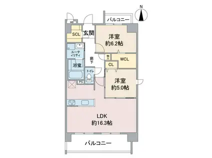 コンフォートリンク(2LDK/8階)の間取り写真