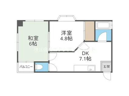 キャピタル住之江公園(2DK/1階)の間取り写真