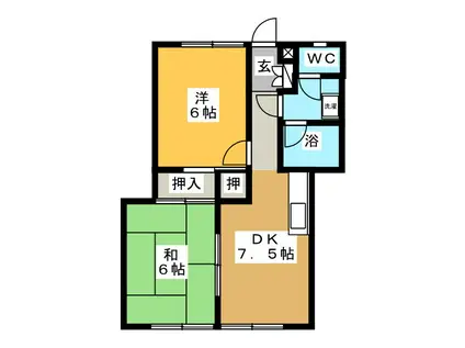 シャンブル本郷(2DK/1階)の間取り写真