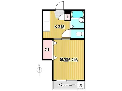 カーサ・ソレアード(1K/1階)の間取り写真