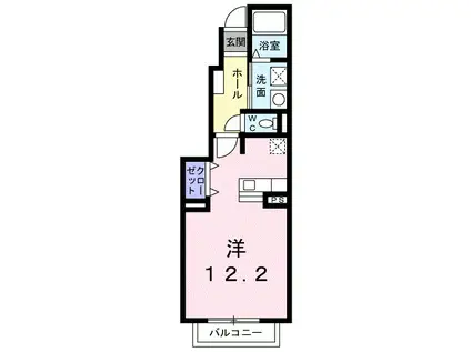 カサデプラシードI(ワンルーム/1階)の間取り写真