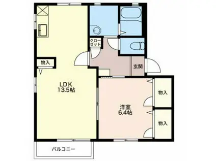 グランドソレイユC(1LDK/1階)の間取り写真