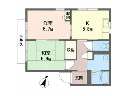 中郷第1ハイツ(2DK/1階)の間取り写真