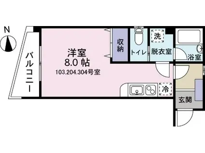 ジュネス亀戸II(ワンルーム/2階)の間取り写真