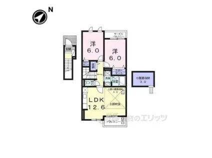 カーサ・デルソーレ3(2LDK/2階)の間取り写真