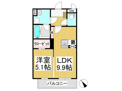 ブレインマンション御代田駅(1LDK/3階)の間取り写真