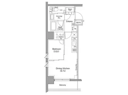 ザ・パークハビオ西横浜(1DK/7階)の間取り写真