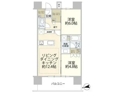 アトラス日暮里イーストレジデンス(2LDK/3階)の間取り写真