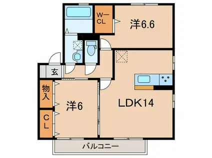 エル ビエント(2LDK/2階)の間取り写真