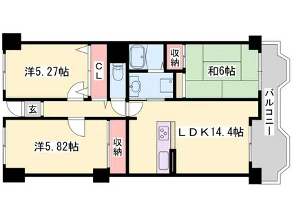 シャトゥ・ブランシェ(3LDK/7階)の間取り写真