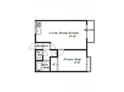 チェリーハイツ(1LDK/2階)の間取り写真