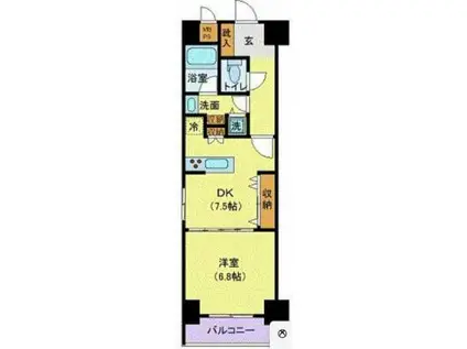 ミリオングランデ元赤坂ヒルズ(1DK/3階)の間取り写真