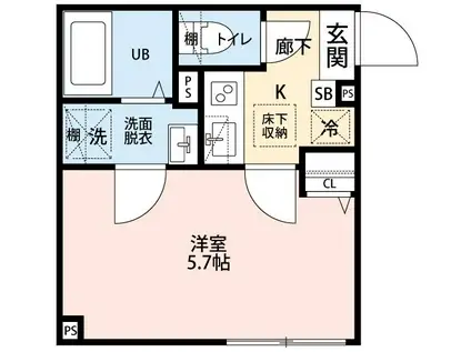 興野2丁目計画 C棟(1K/1階)の間取り写真