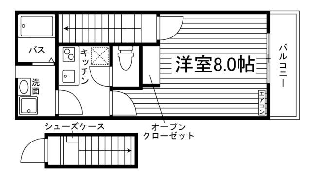 CASA GRANDE東岡山(1K/2階)の間取り写真