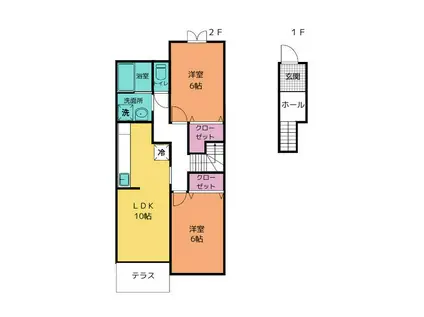テポーレ岩田(2LDK/2階)の間取り写真