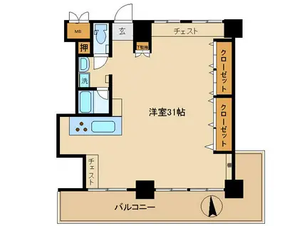 東建ニューハイツ九段(ワンルーム/3階)の間取り写真