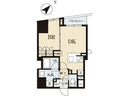 フォーサイト神田多町(1DK/2階)の間取り写真