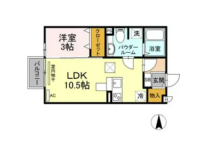 コンフォート新座II(1LDK/1階)の間取り写真