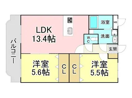 ユーミーシャルマン(2LDK/3階)の間取り写真