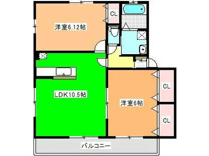 モンテ A(2LDK/2階)の間取り写真