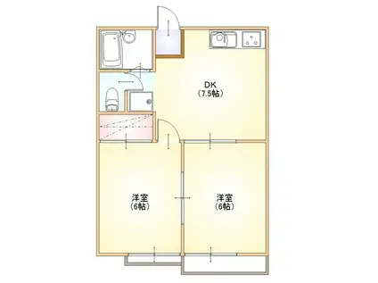 メゾン・ド・スイム(2DK/2階)の間取り写真