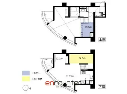 FLAMP(1SLDK/11階)の間取り写真