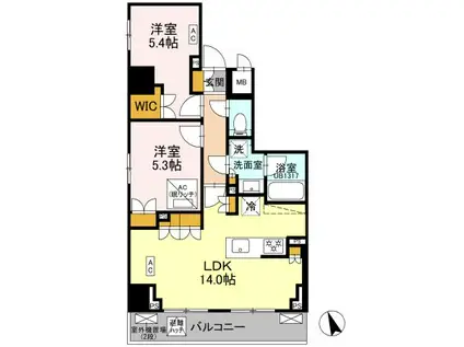 リーラ品川戸越(2LDK/3階)の間取り写真