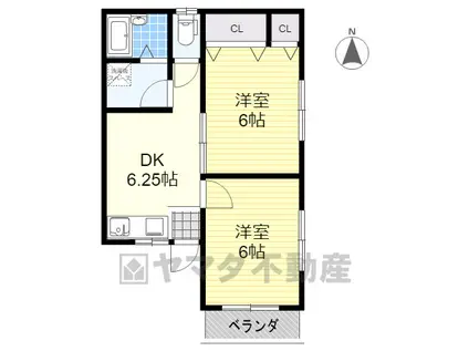 柳コーポ(2DK/2階)の間取り写真